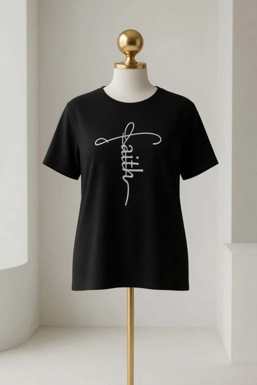Plus Size 14 16 • 1x BloomChic Cotton T shirt with word  Faith Graphic tee Top